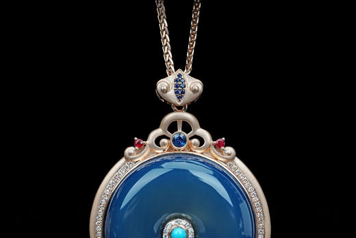 称心如意·多米尼加蓝珀18K喷砂玫瑰金平安扣吊坠 商品图4