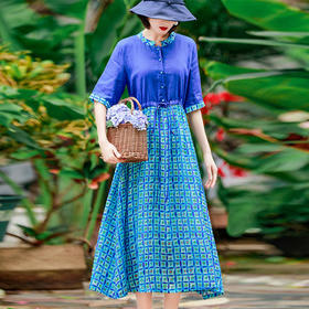 OG-36156新款可收腰显瘦假两件度假连衣裙