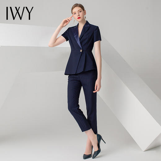IWY/藏青色短袖西装长裤套装CP21 商品图2