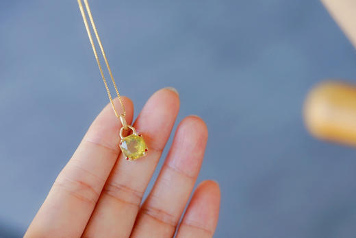 同心锁·多米尼加蓝珀18K金镶钻吊坠  特价 商品图13