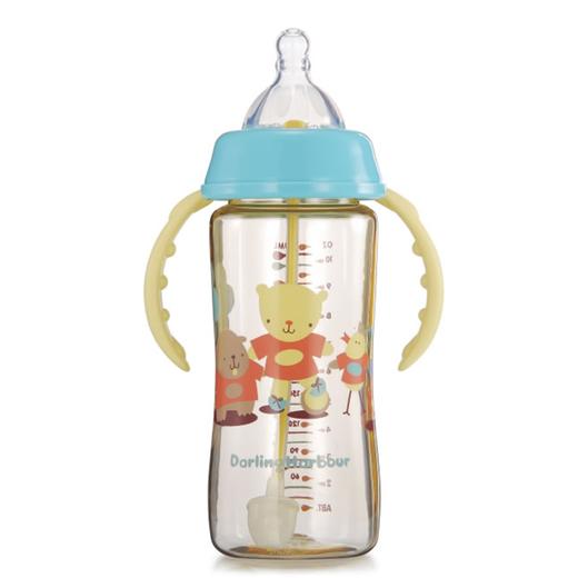 蜜儿港宽口径自动带柄PPSU葫芦奶瓶300ML男孩版\MA068#（复古风） 商品图0