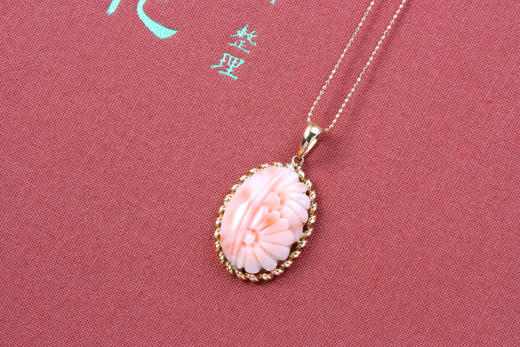 山房高定1.71g珊瑚雕花吊坠（含链） 商品图1