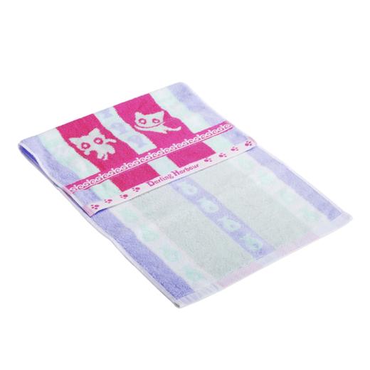 蜜儿港猫和小鱼缎档提花面巾/红AS257#33*72 商品图0