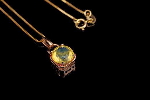 同心锁·多米尼加蓝珀18K金镶钻吊坠  特价 商品图9