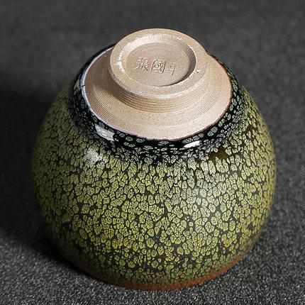 张国平建阳建窑绿鹧鸪手握杯建盏茶杯陶瓷单个茶盏主人杯单杯大号 商品图3