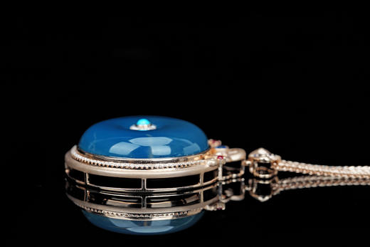 称心如意·多米尼加蓝珀18K喷砂玫瑰金平安扣吊坠 商品图6