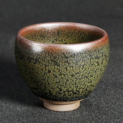 张国平建阳建窑绿鹧鸪手握杯建盏茶杯陶瓷单个茶盏主人杯单杯大号 商品图0
