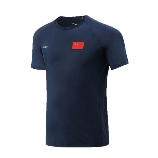 李宁Lining AHSQ887-1 运动T恤国旗版 圆领运动衫 墨水蓝 感受国手的力量！ 商品图0