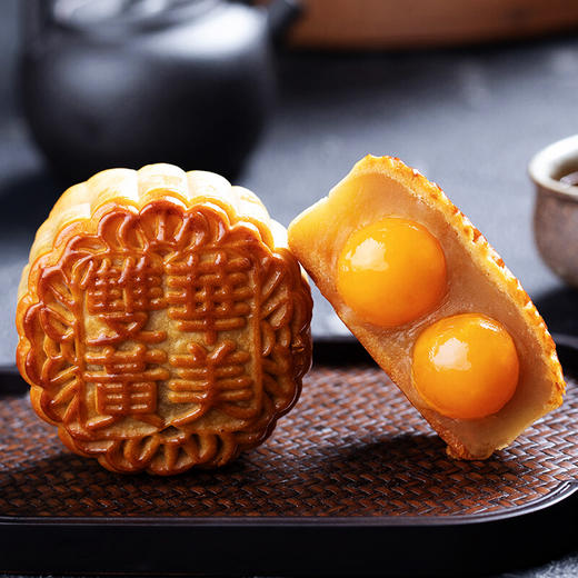 华美月饼双黄纯白莲蓉月饼720g中秋节团购礼盒装蛋黄广式月饼 商品图3