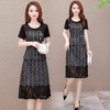 NSDN-格子新款修身小个子拼接洋气蕾丝短袖a字裙 商品缩略图1