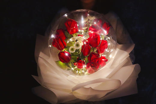 守望挚爱----高档波波球19支玫瑰花束三选一 商品图4