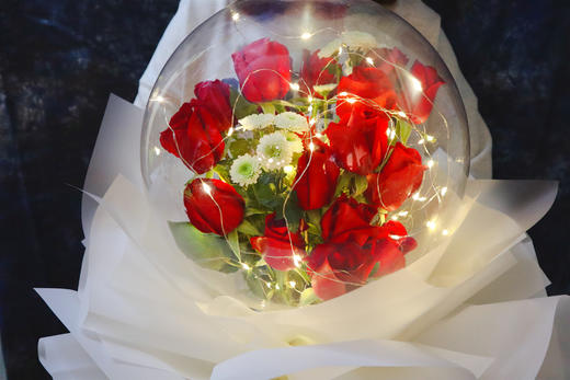 守望挚爱----高档波波球19支玫瑰花束三选一 商品图3