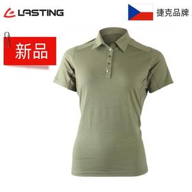 新品捷克Lasting16微米超细美利奴羊毛 女款爱丽莎羊毛绿色POLO短袖 