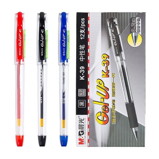 晨光K37中性笔0.38黑色红色蓝色12支/盒12盒/中盒 商品图0