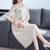 CYY-0023中年妈妈花朵刺绣韩版大码连衣裙 商品缩略图3
