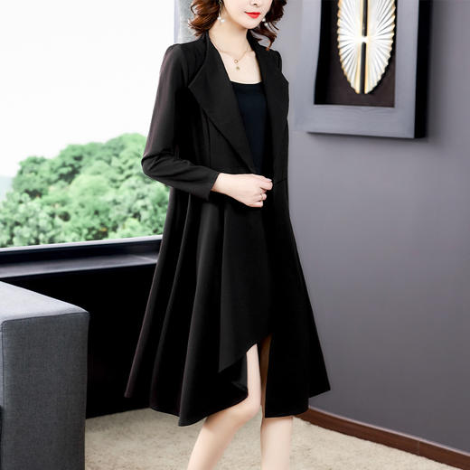 XYX-9283初秋风衣女薄款时尚2020新款洋气收腰显瘦西装领中长款外套潮 商品图3