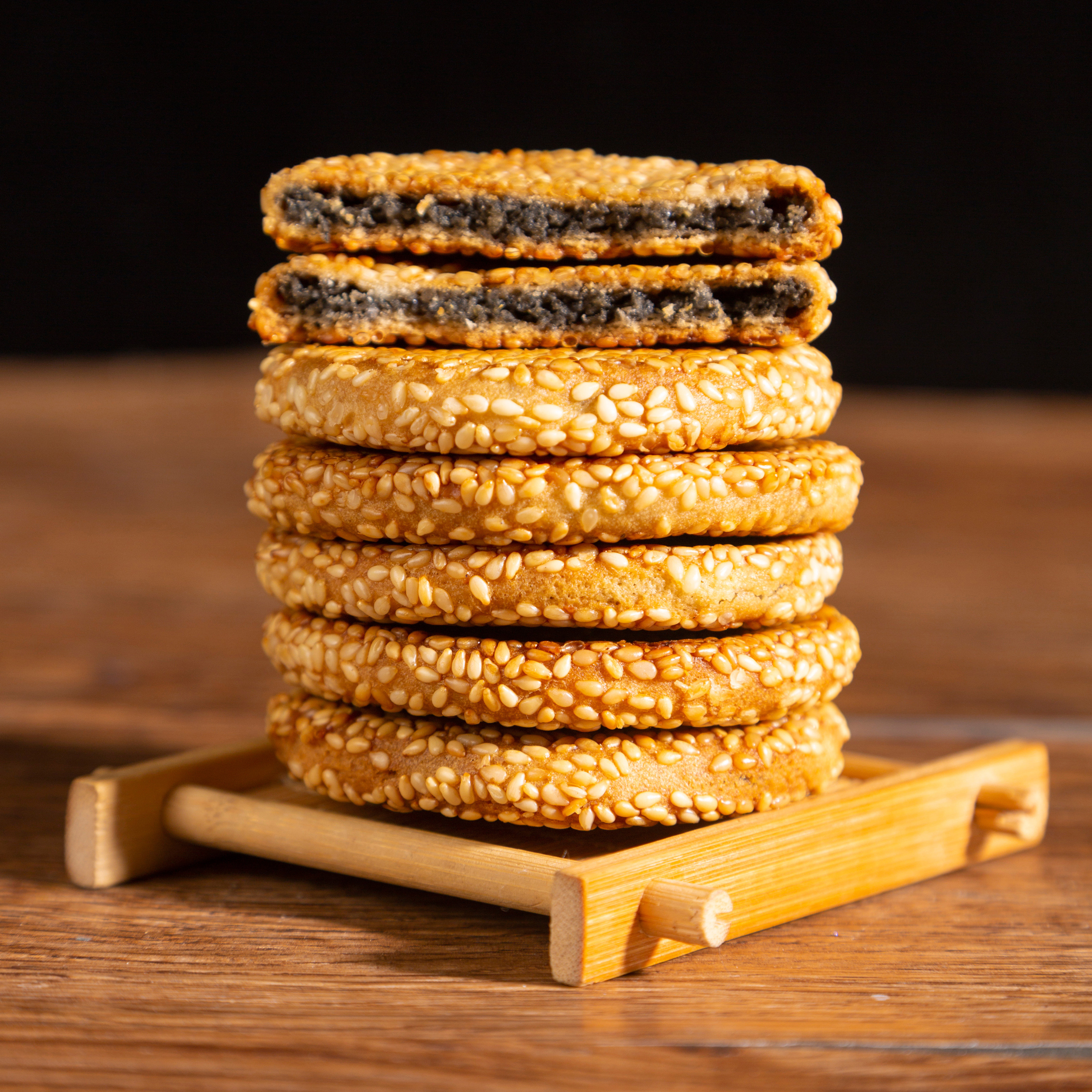 湖北黄石益朵港饼600g礼袋装麻香味椒盐味混合装超薄早餐手工芝麻饼干