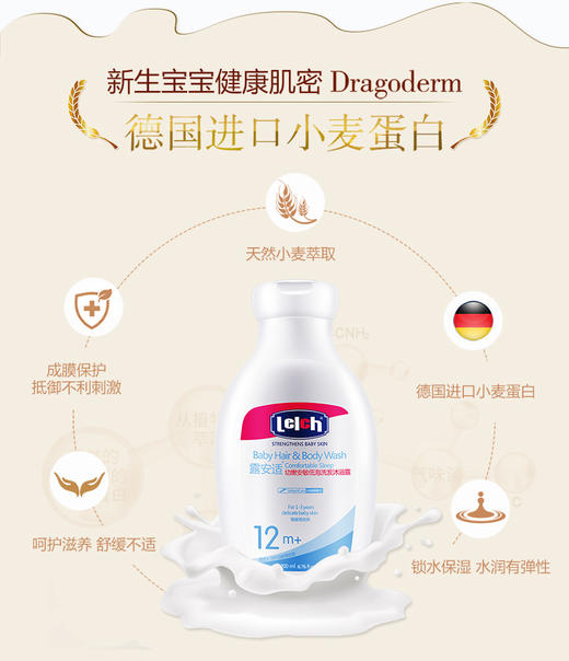 【Lelch露安适】幼嫩安敏低泡洗发沐浴露12m+  200m 商品图2
