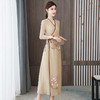 XYX-9175汉服长裙V领修身气质玉兰刺绣桑蚕丝连衣裙 商品缩略图3