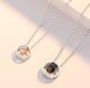 新款s925纯银美女与野兽情侣项链双圆圈吊坠套链锁骨链情人节礼物 商品缩略图2