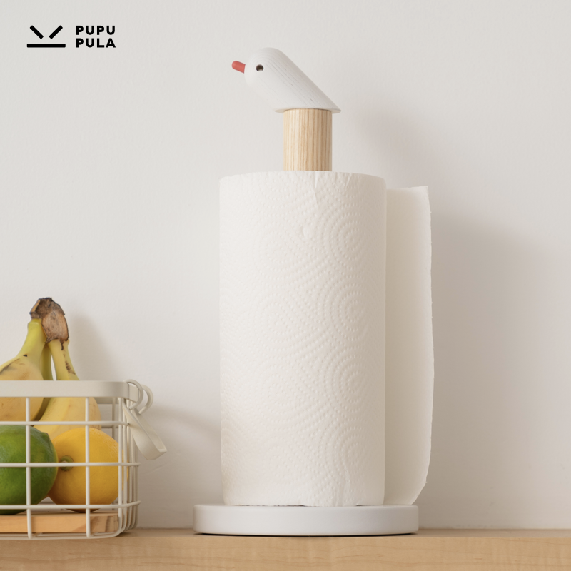 小鸟纸巾架：北欧简约实木厨房用纸架纸巾座立式卷纸收纳架