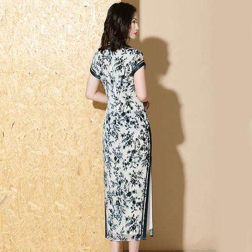 复古国风，拼接烧花短袖修身改良旗袍AYK-QF-191226 商品图4