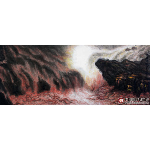 叶丁疑《光音普照大吉祥》96*240cm 山水横幅作品 办公室/客厅/书房挂画 商品图1