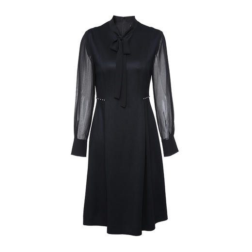 EITIE爱特爱秋季新款时尚通勤洋气系带收腰显瘦百搭连衣裙女D20075136 商品图6