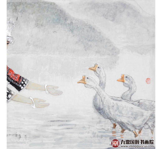 赵金文《清水江水清清》68*138cm 人物横幅作品 茶室/客厅挂画 商品图4