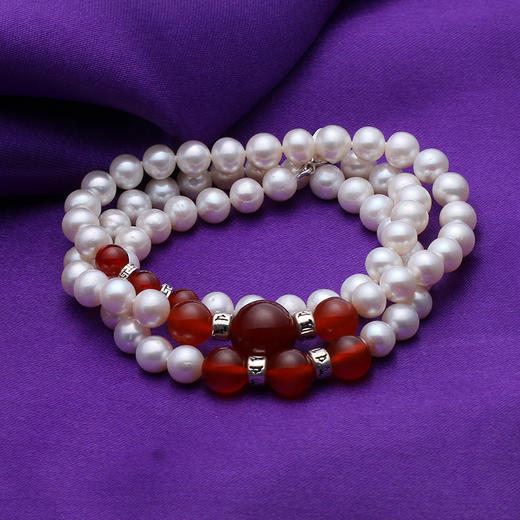 海润珍珠 白色淡水珍珠多层珍珠手链项链 复古气质