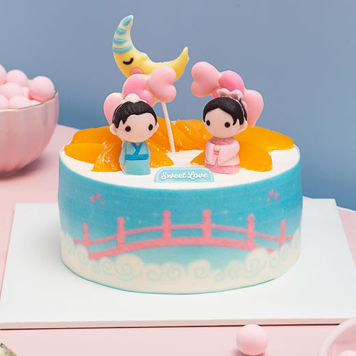 【七夕限定77元】七夕专款蛋糕，鹊桥仙15cm/6吋，限24日、25日到门店自提 商品图0