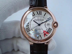 CR卡地亚蓝气球大号42mm男表。皮表带。自动机械机芯，密底。