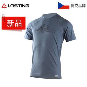 捷克Lasting16微米超细美利奴羊毛 男款高山印花羊毛短袖