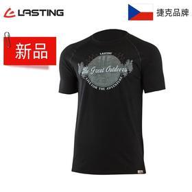 捷克Lasting16微米超细美利奴羊毛 男款卢卡斯印花羊毛短袖