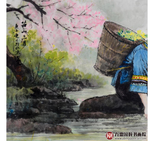 赵金文《苗山三月》68*138cm 人物横幅作品 茶室/客厅挂画 商品图3