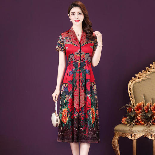 AHM-qy8319中长款时尚气质优雅复古裙 商品图2