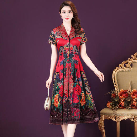 AHM-qy8319中长款时尚气质优雅复古裙 商品图0