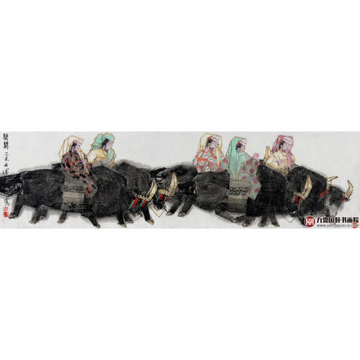 马西光《驰骋》48*178cm 人物横幅作品 茶室/客厅挂画 商品图1