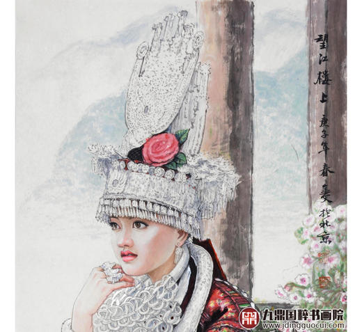 赵金文《望江楼上》68*138cm 人物竖幅作品 茶室/书房/玄关挂画 商品图3