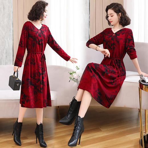 KY-YYG82588优雅时尚洋气显瘦印花连衣裙 商品图1