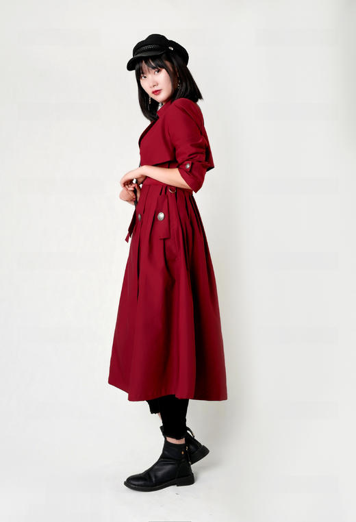 后背工字折收腰风衣（附腰带） 商品图4