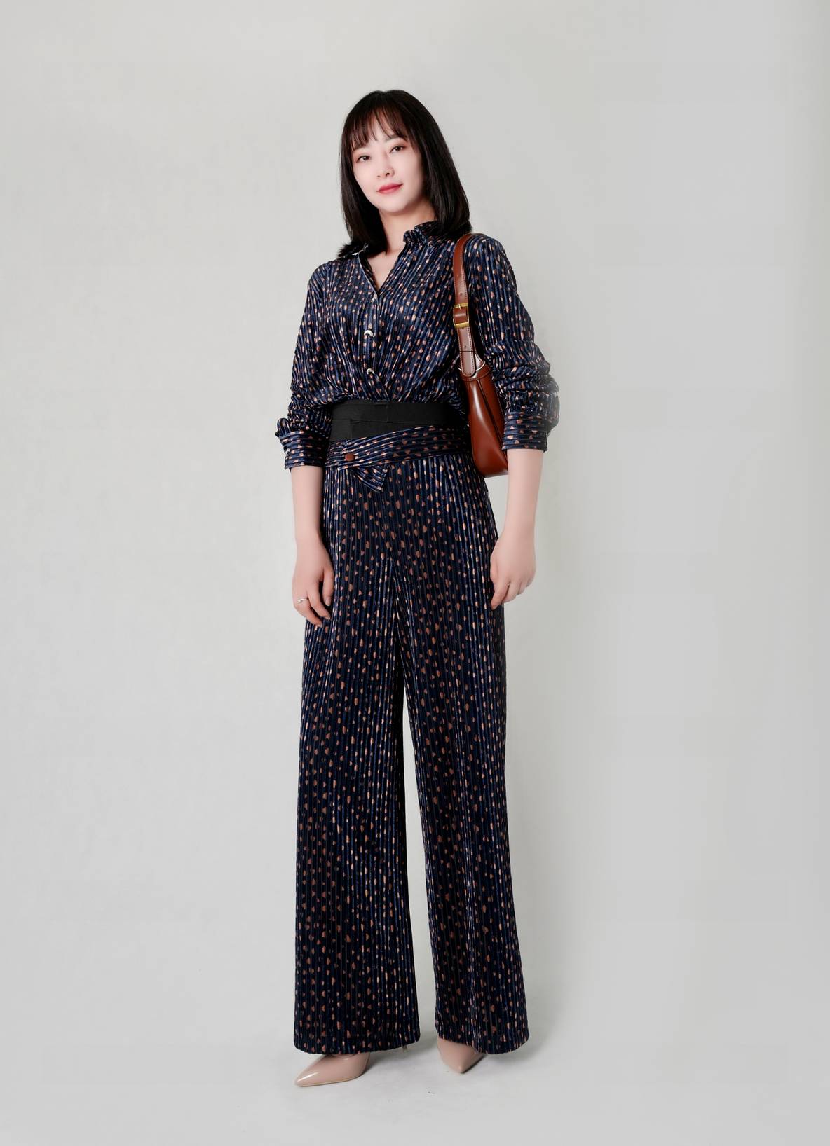 交叉松紧腰不倒绒套装