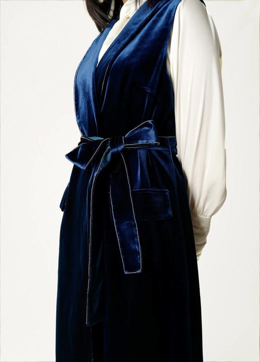 青果领钉珠超长气质马甲（附腰带） 商品图5