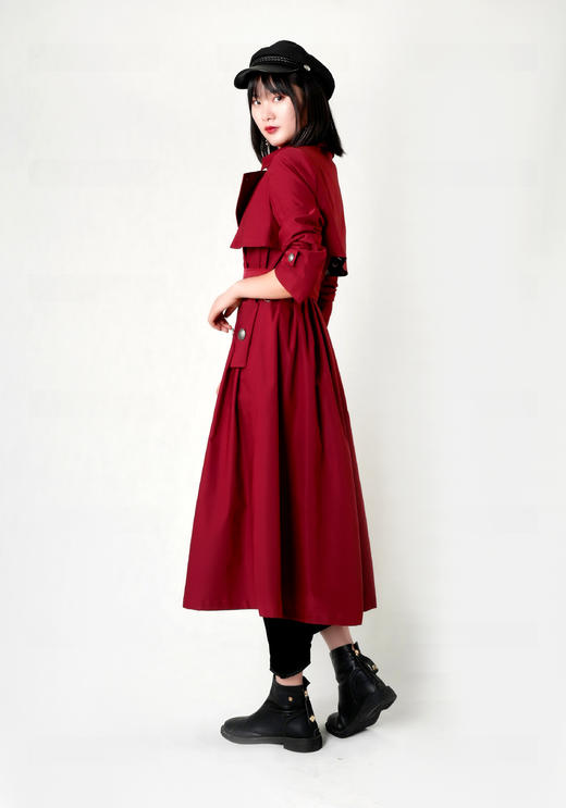 后背工字折收腰风衣（附腰带） 商品图5