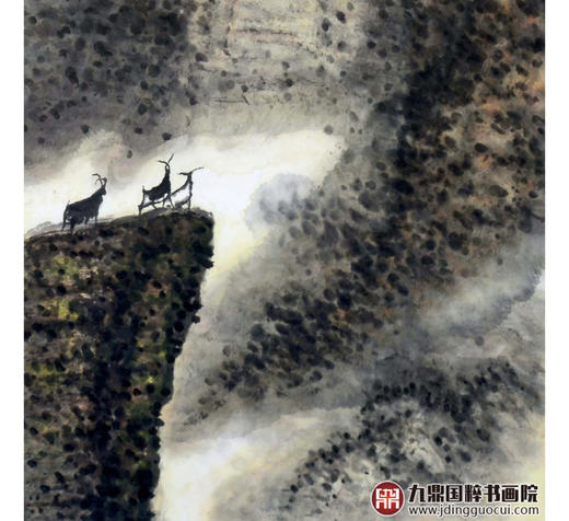 叶丁疑《三羊开泰》68*138cm 山水竖幅作品 玄关/办公室挂画 商品图4