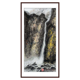 叶丁疑《太行飞瀑大吉祥》68*138cm 山水竖幅作品 玄关/办公室挂画