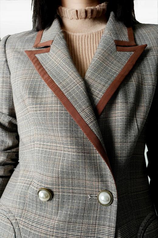 撞色西服领弧形袋口西服套装 商品图5