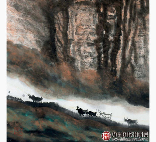 叶丁疑《五牛图》68*138cm 山水竖幅作品 玄关/办公室挂画 商品图3