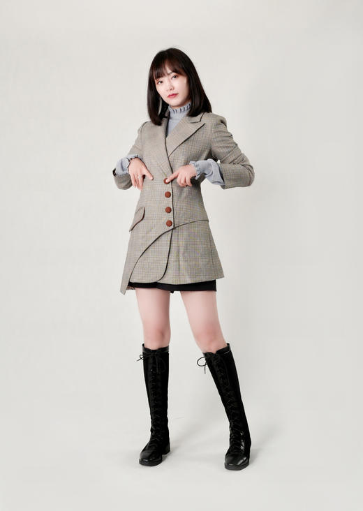 双排扣气质微收腰西服裙（附腰封） 商品图3