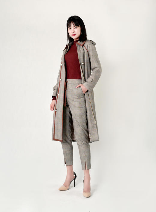 包边装饰气质型风衣（附腰带） 商品图0